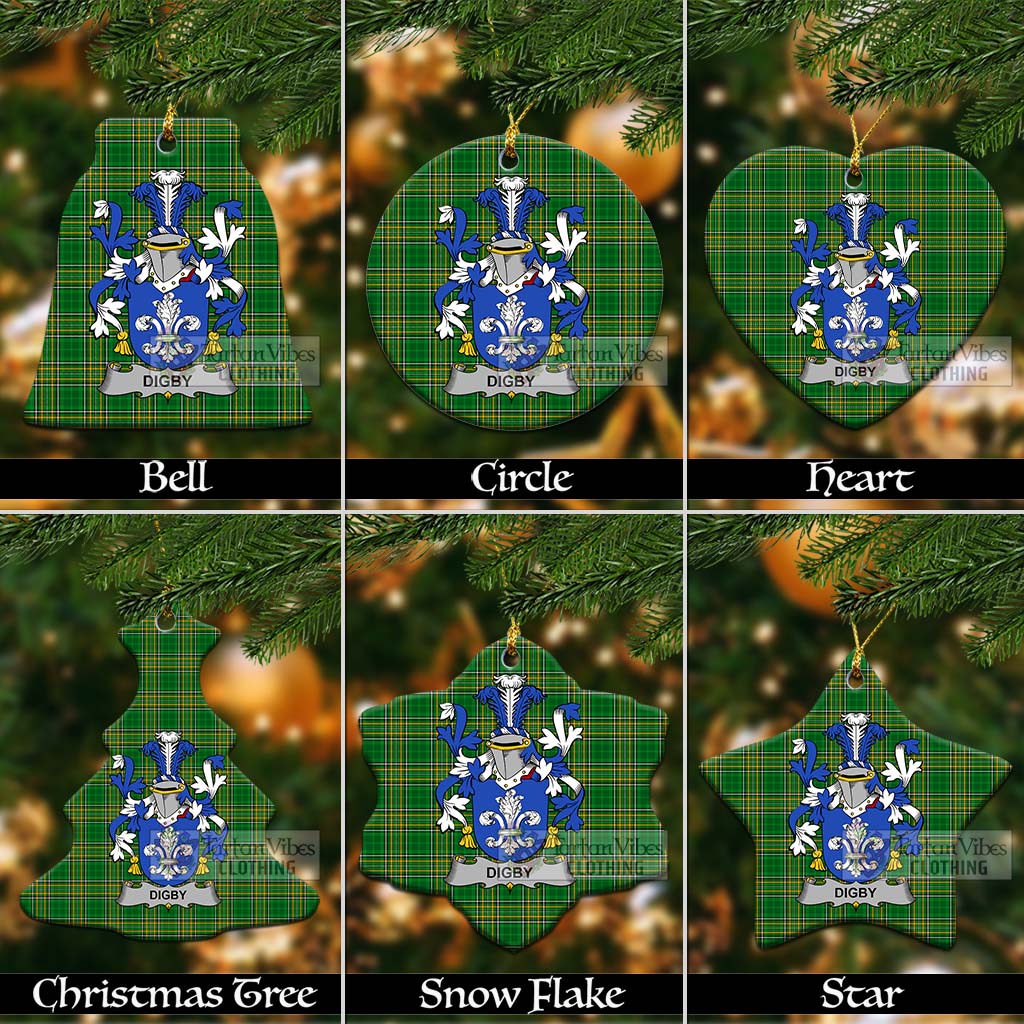 Tartan Vibes Clothing Digby Irish Clan Tartan Christmas Ceramic Ornament with Coat of Arms