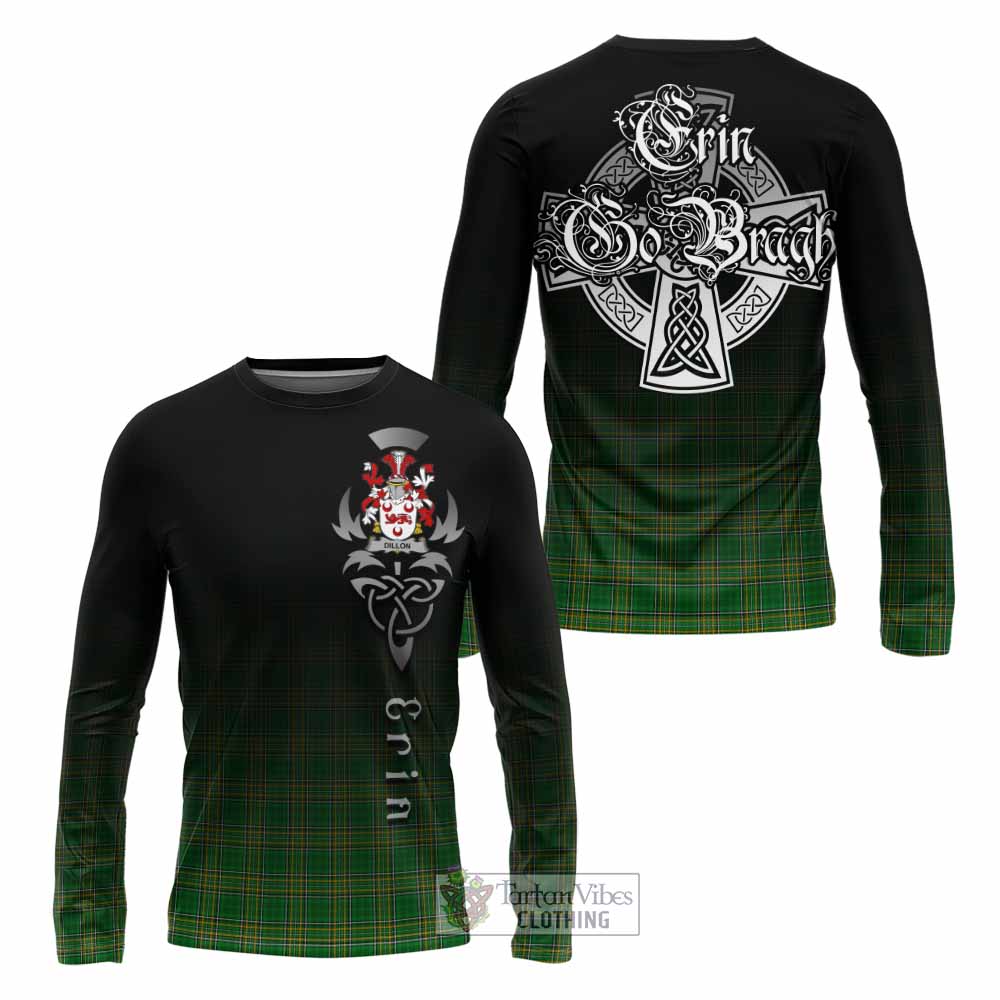 Dillon Irish Clan Long Sleeve T-Shirt with Coat of Arms Erin Go Bragh Celtic Inspired - Tartan Vibes Clothing