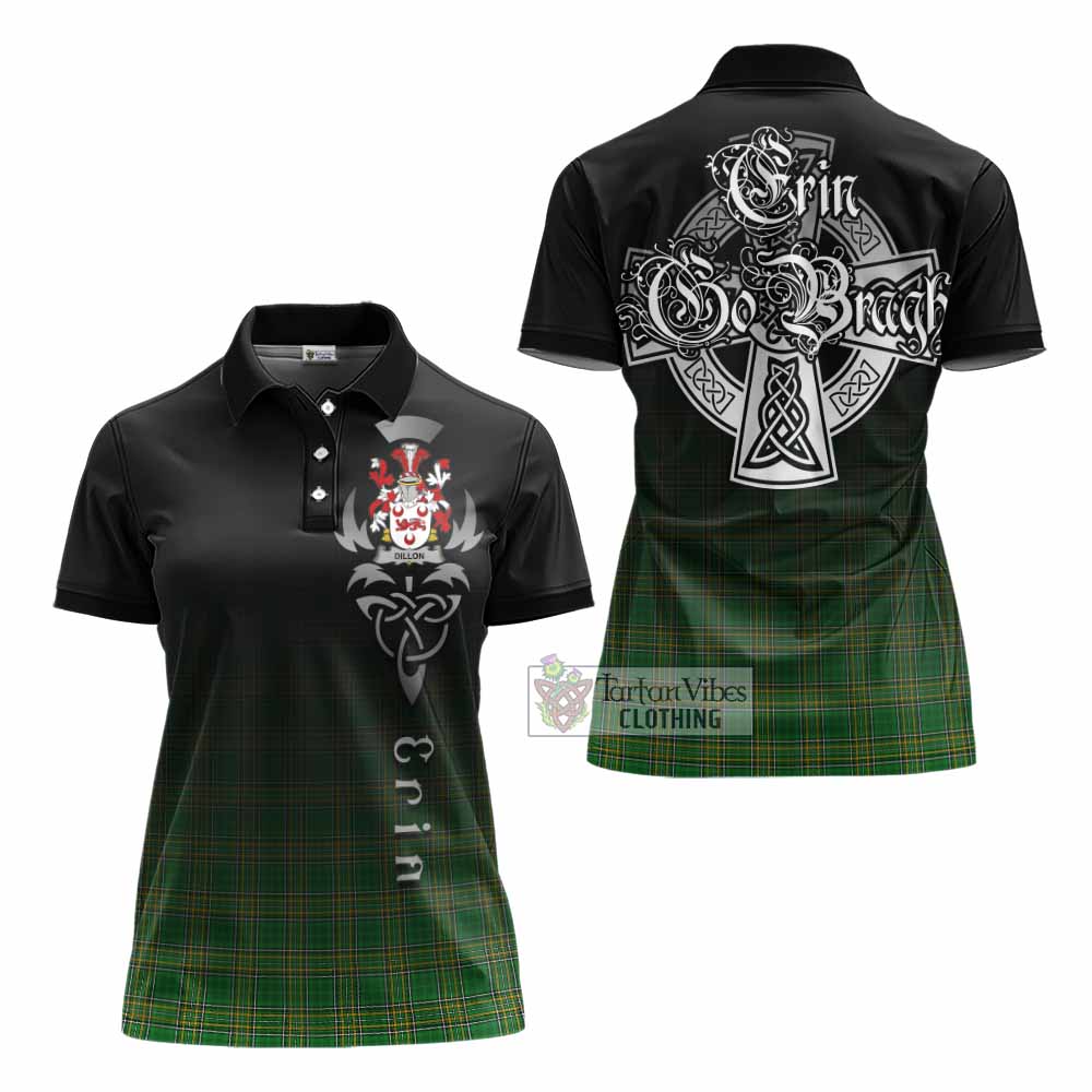 Dillon Irish Clan Women's Polo Shirt with Coat of Arms Erin Go Bragh Celtic Inspired - Tartan Vibes Clothing