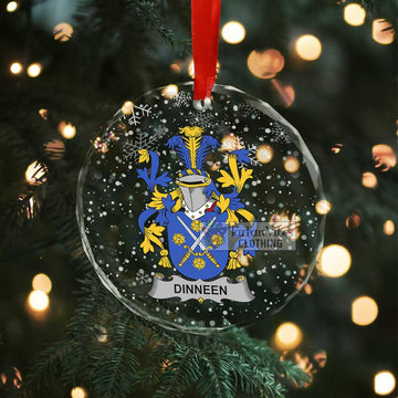 Dinneen Irish Clan Christmas Glass Ornament with Coat of Arms