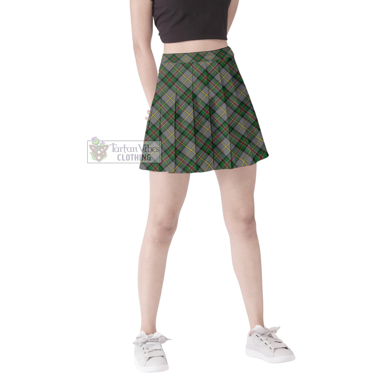 Dinwiddie Tartan Women's Plated Mini Skirt Cross Style Female - Tartan Vibes Clothing