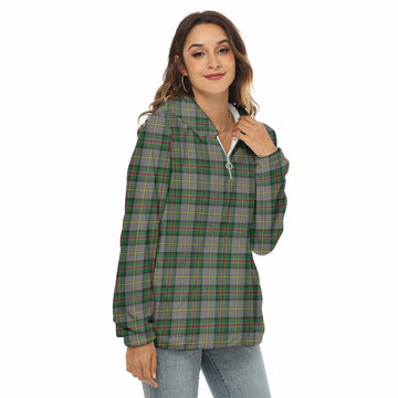 Dinwiddie Tartan Women's Borg Fleece Hoodie with Half Zip Female - Tartan Vibes Clothing