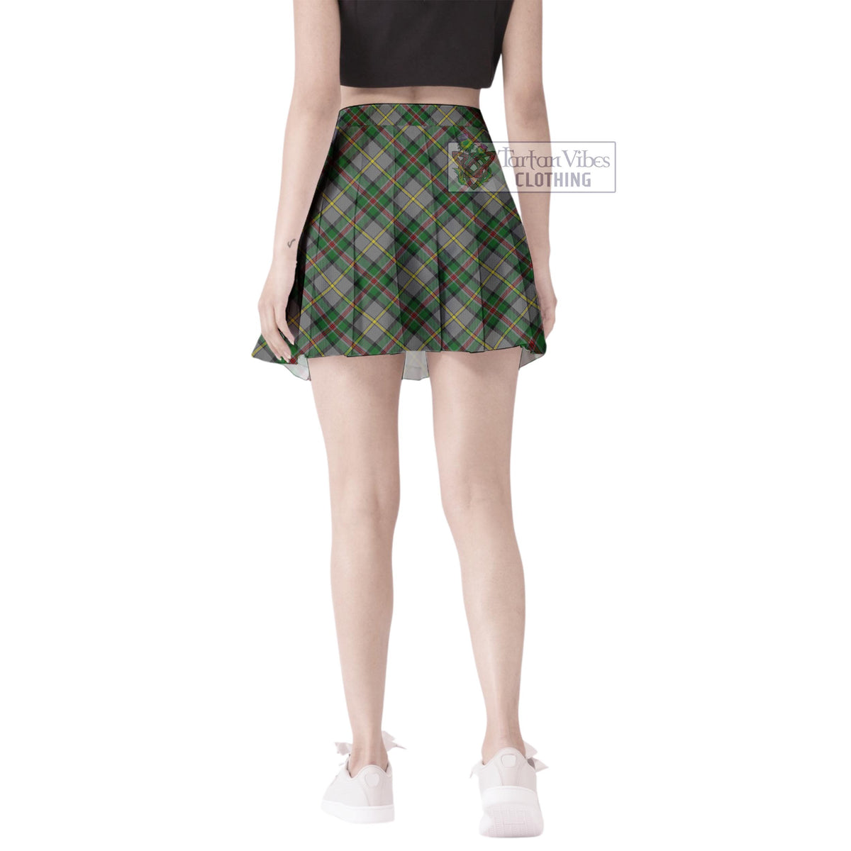Dinwiddie Tartan Women's Plated Mini Skirt Cross Style - Tartan Vibes Clothing