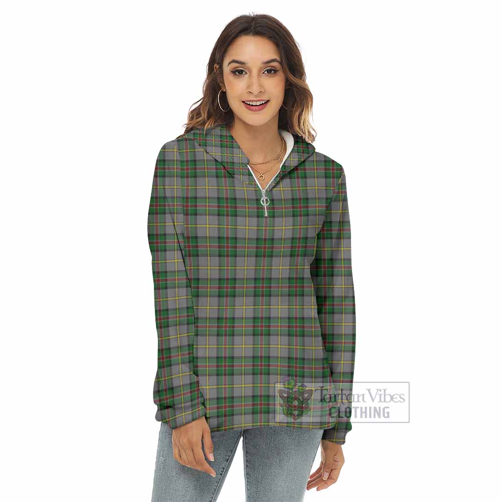 Dinwiddie Tartan Women's Borg Fleece Hoodie with Half Zip - Tartan Vibes Clothing