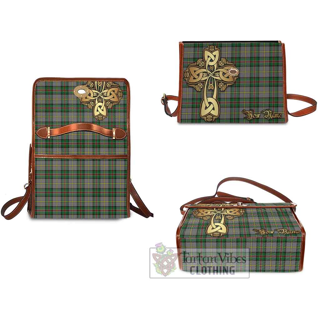 Dinwiddie Tartan Waterproof Canvas Bag Golden Thistle Celtic Cross Style - Tartan Vibes Clothing