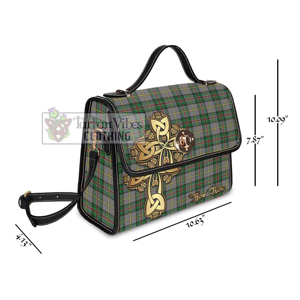 Dinwiddie Tartan Waterproof Canvas Bag Golden Thistle Celtic Cross Style - Tartan Vibes Clothing