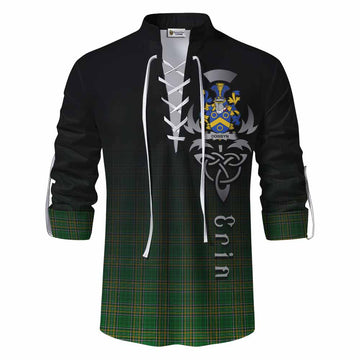 Dobbyn Irish Clan Ghillie Kilt Shirt with Coat of Arms Erin Go Bragh Celtic Inspired Men - Tartan Vibes Clothing
