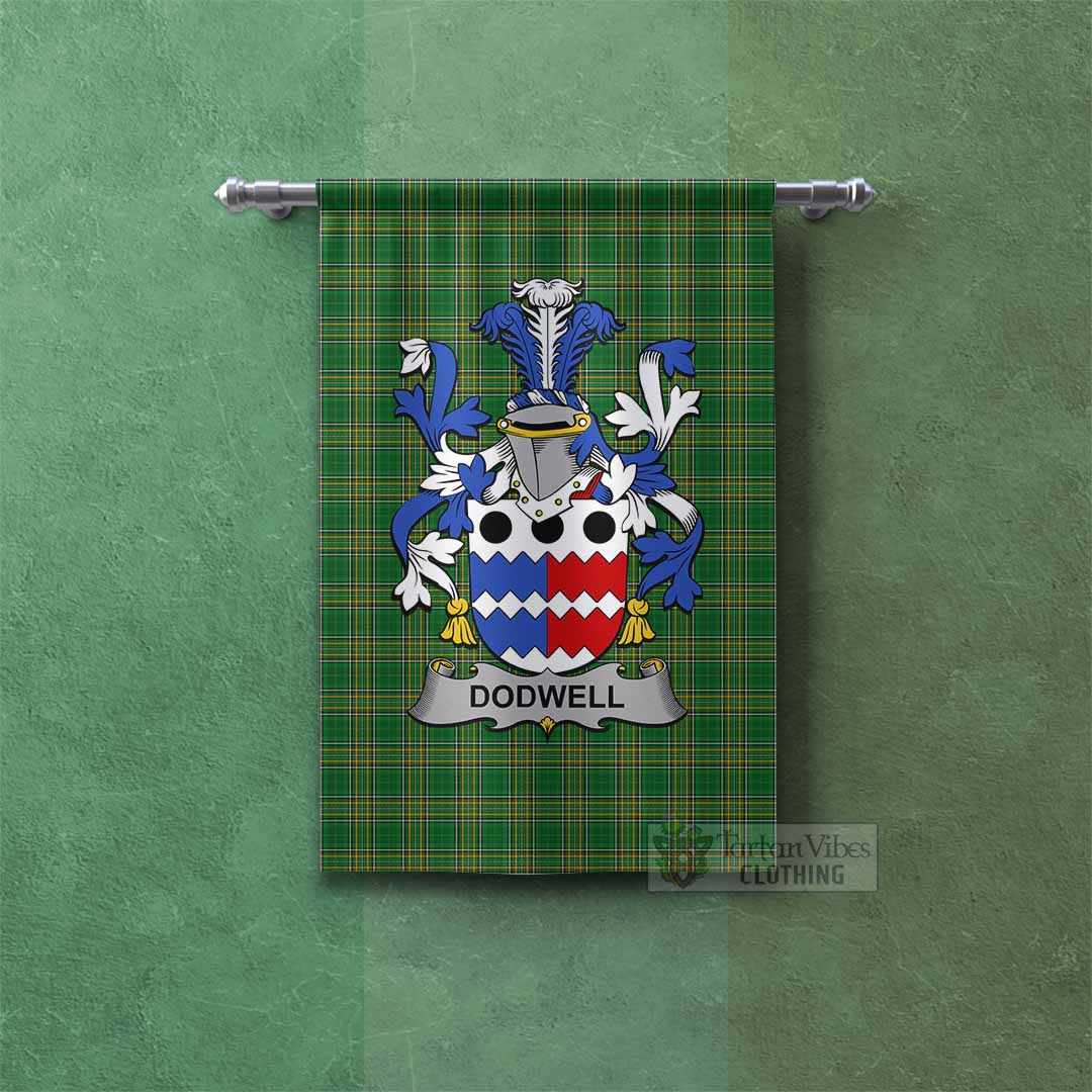Dodwell Irish Clan Tartan Gonfalon, Tartan Banner with Coat of Arms Rectangle - Tartan Vibes Clothing