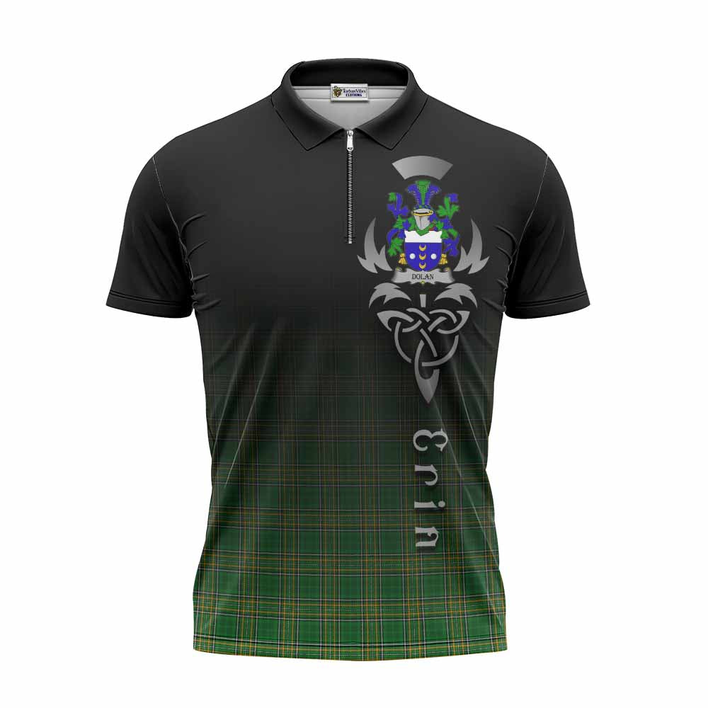 Dolan Irish Clan Zipper Polo Shirt with Coat of Arms Erin Go Bragh Celtic Inspired Unisex - Tartan Vibes Clothing
