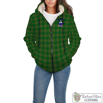 Dolan Irish Clan Tartan Sherpa Hoodie with Coat of Arms