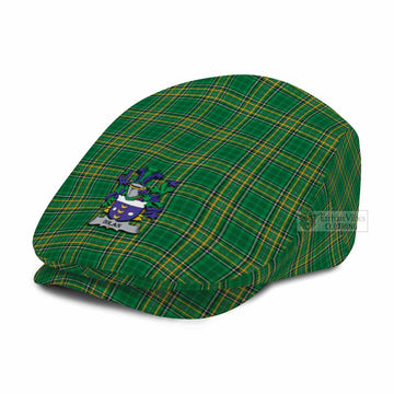 Dolan Irish Clan Tartan Jeff Cap, Tartan Flat Cap with Coat of Arm - Tartan Vibes Clothing