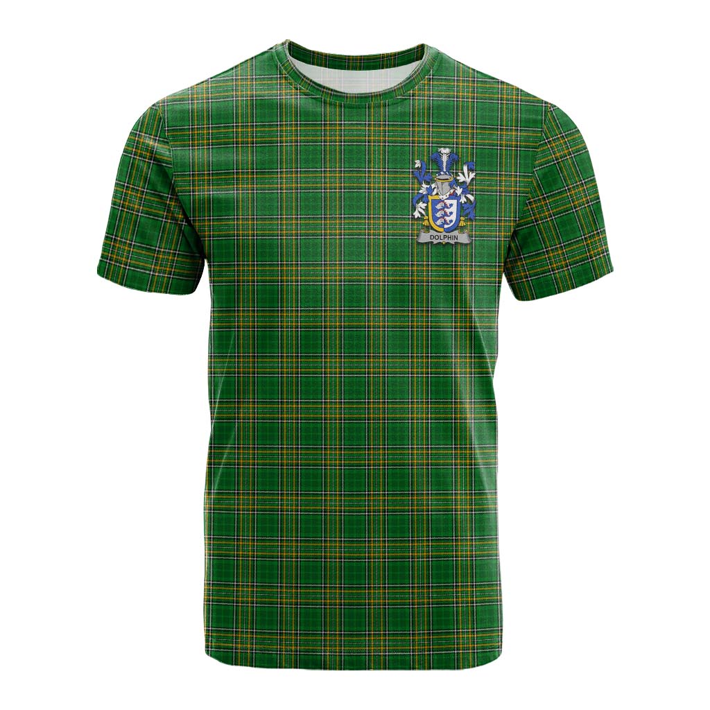 Tartan Vibes Clothing Dolphin Irish Clan Tartan Cotton T-shirt with Coat of Arms