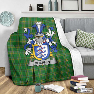 Dolphin Irish Clan Tartan Blanket with Coat of Arms