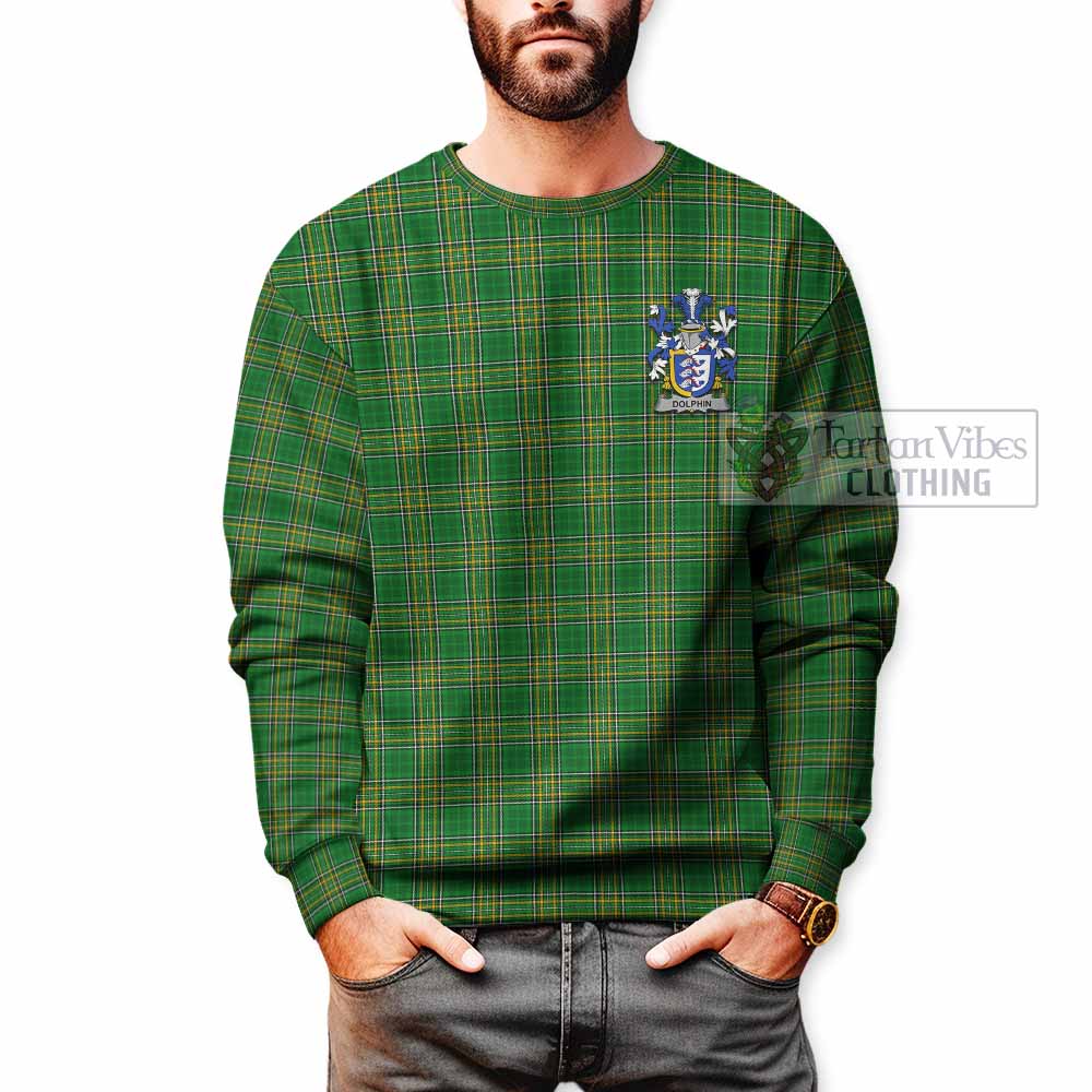 Tartan Vibes Clothing Dolphin Irish Clan Tartan Sweatshirt with Coat of Arms