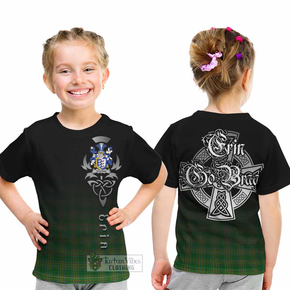 Dolphin Irish Clan Kid T-Shirt with Coat of Arms Erin Go Bragh Celtic Inspired - Tartan Vibes Clothing