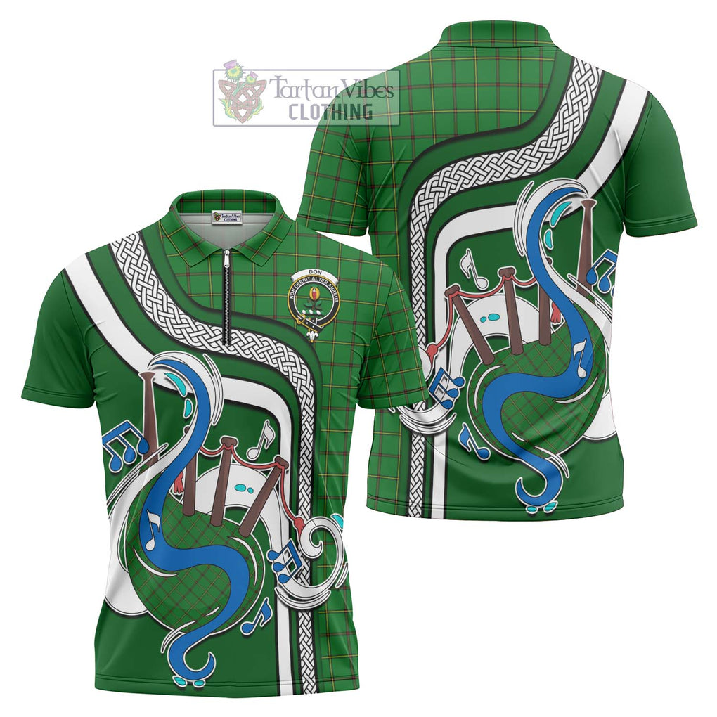 Don Tartan Zipper Polo Shirt with Epic Bagpipe Style Unisex - Tartanvibesclothing Shop