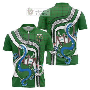 Don Tartan Zipper Polo Shirt with Epic Bagpipe Style