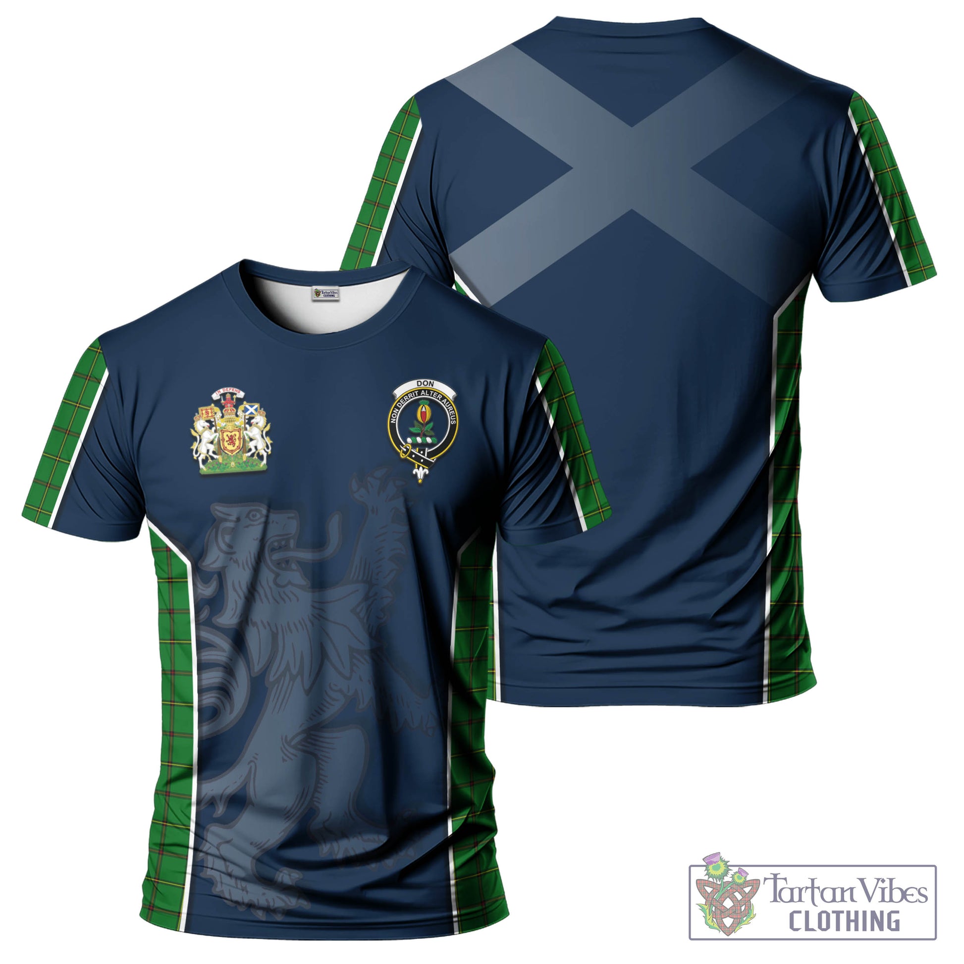 Tartan Vibes Clothing Don Tartan T-Shirt with Family Crest and Lion Rampant Vibes Sport Style