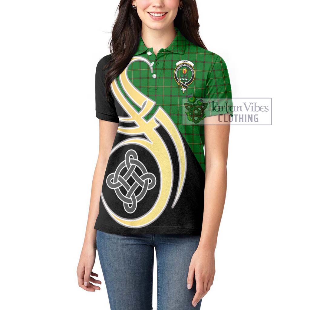 Don Tartan Women's Polo Shirt with Family Crest and Celtic Symbol Style Women - Tartan Vibes Clothing