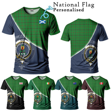 Don Tartan T-Shirt with Personalised National Flag and Family Crest Half Style