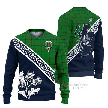 Don Tartan Ugly Sweater Featuring Thistle and Scotland Map