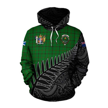 Don Crest Tartan Cotton Hoodie with New Zealand Silver Fern Half Style Pullover Hoodie XS - Tartan Vibes Clothing