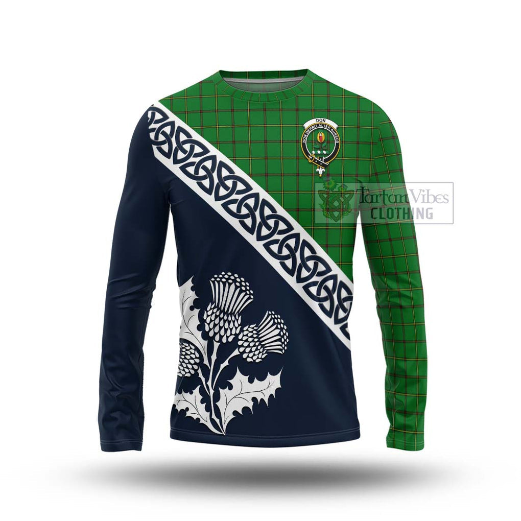 Don Tartan Long Sleeve T-Shirt Featuring Thistle and Scotland Map Unisex - Tartan Vibes Clothing