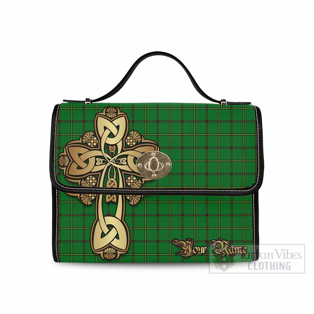 Tartan Vibes Clothing Don Tartan Waterproof Canvas Bag Golden Thistle Celtic Cross Style