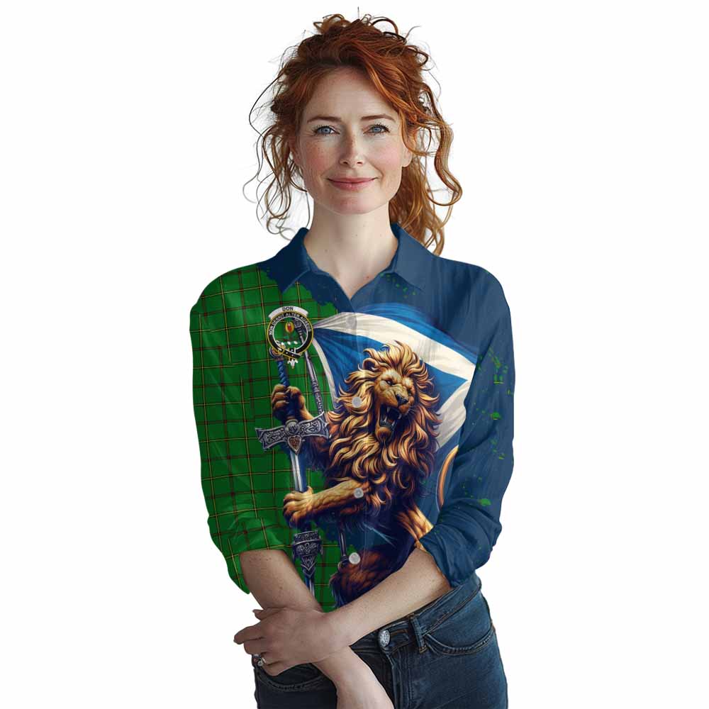 Tartan Vibes Clothing Don Tartan Family Crest Women's Casual Shirt with Scottish Majestic Lion