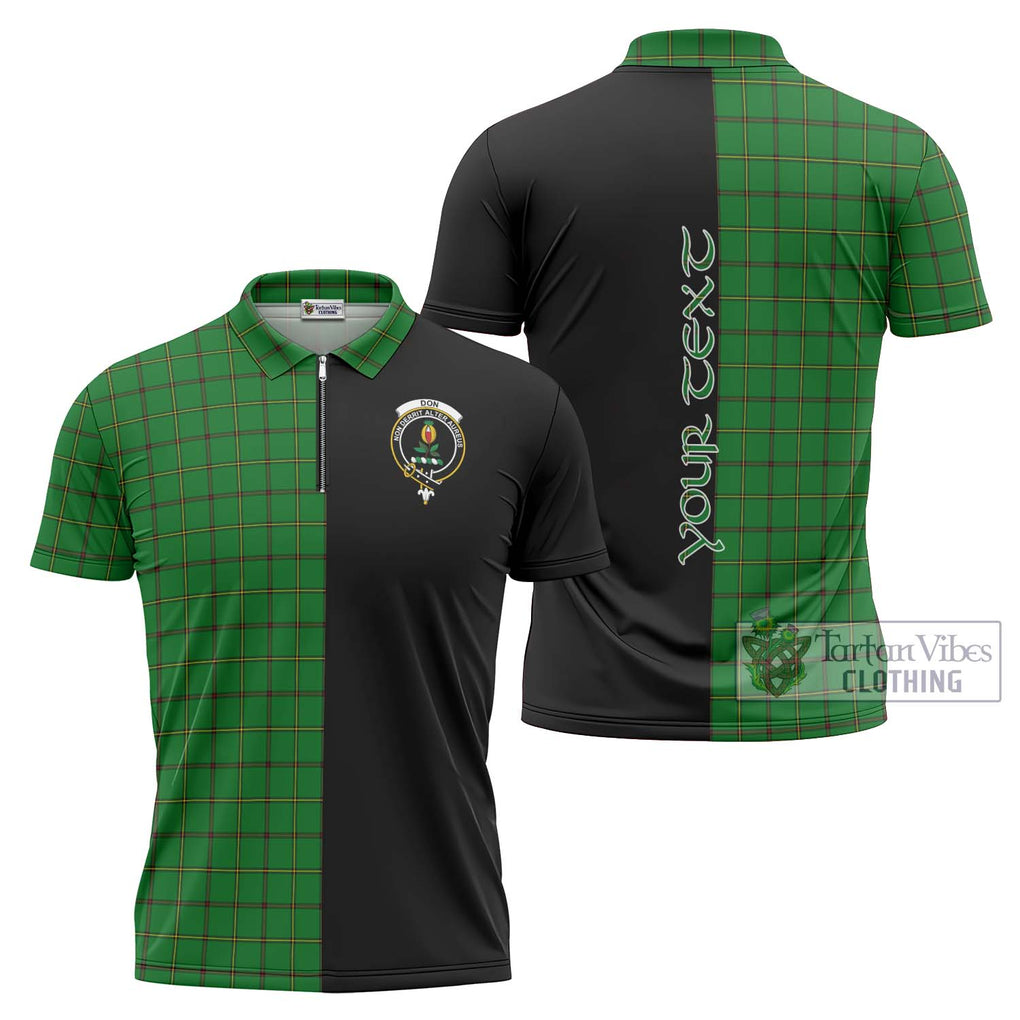 Don Tartan Zipper Polo Shirt with Family Crest and Half Of Me Style Unisex - Tartanvibesclothing Shop