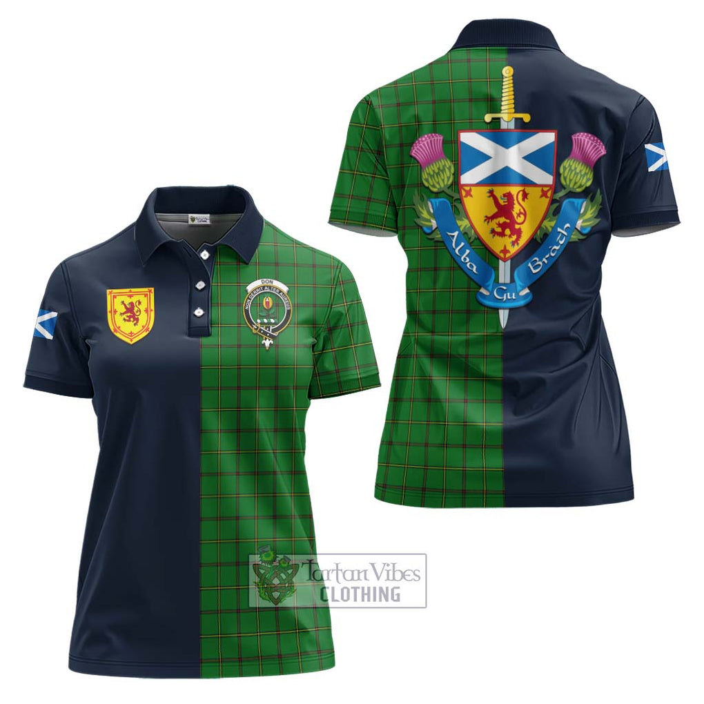 Tartan Vibes Clothing Don Tartan Women's Polo Shirt with Scottish Lion Royal Arm Half Style