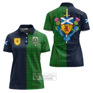 Don Tartan Women's Polo Shirt Alba with Scottish Lion Royal Arm Half Style