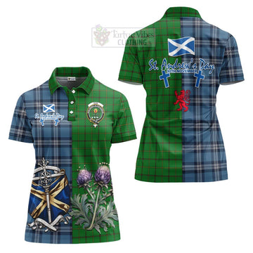 Don Tartan Women's Polo Shirt Happy St. Andrew's Day Half Tartan Style