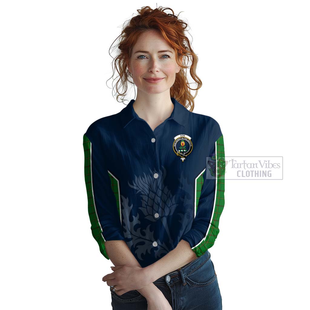 Tartan Vibes Clothing Don Tartan Women's Casual Shirt with Family Crest and Scottish Thistle Vibes Sport Style