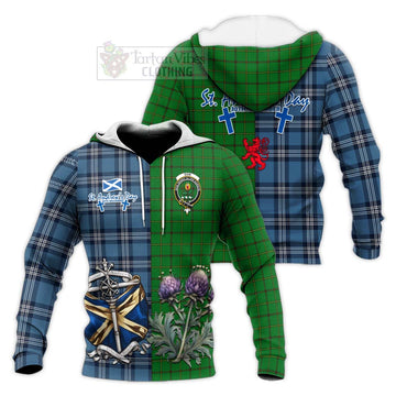 Don Tartan Knitted Hoodie Happy St. Andrew's Day Half Tartan Style Unisex Knitted Pullover Hoodie - Tartan Vibes Clothing