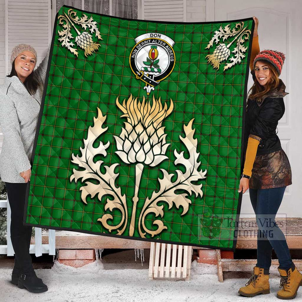 Tartan Vibes Clothing Don Tartan Quilt with Family Crest and Golden Thistle Style