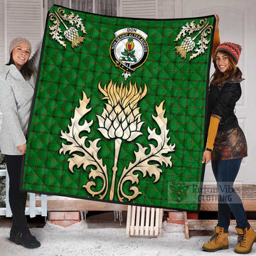 Don Tartan Quilt with Family Crest and Golden Thistle Style