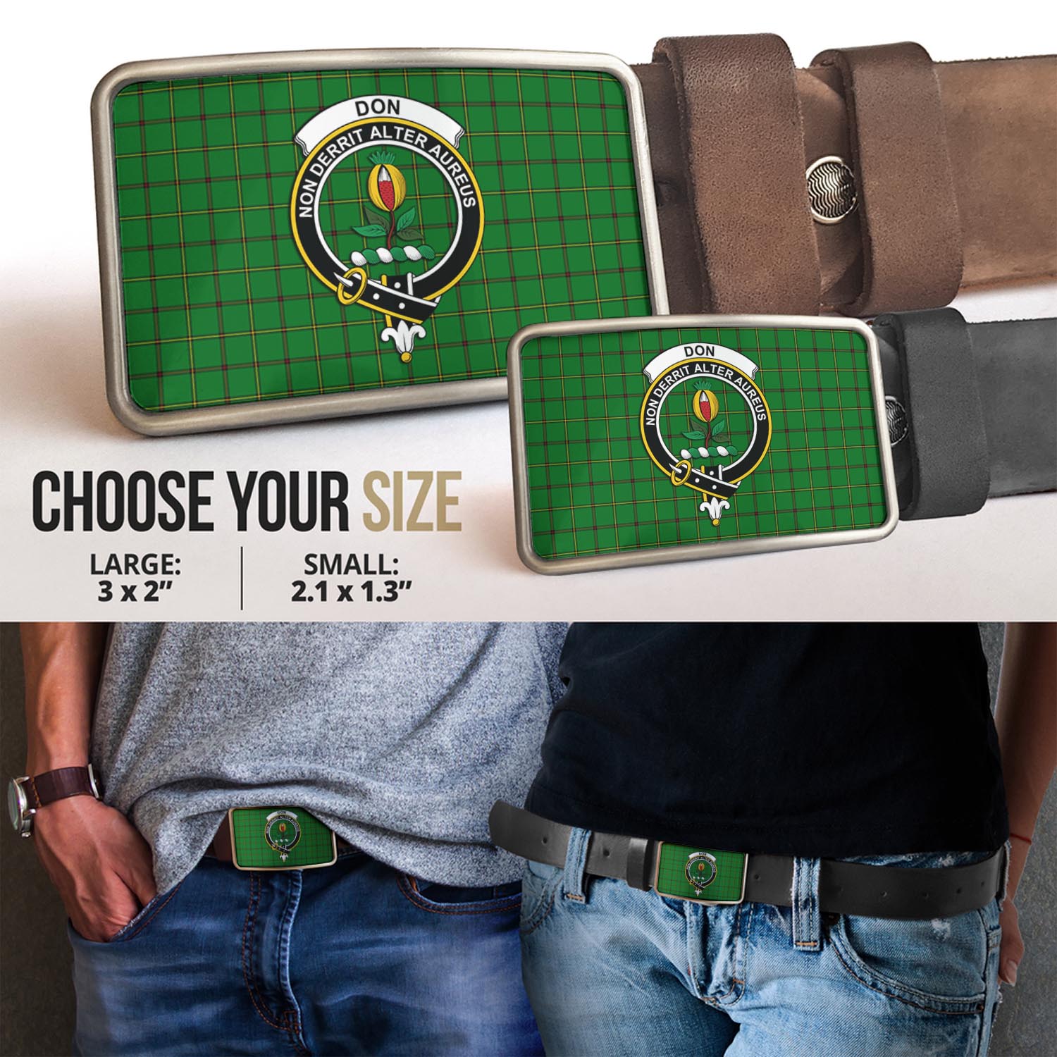 Don Tartan Belt Buckles with Family Crest - Tartanvibesclothing