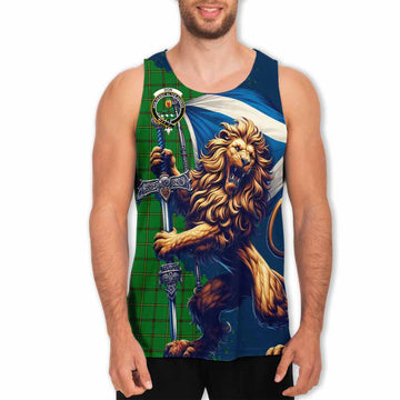 Don Tartan Family Crest Men's Tank Top with Scottish Majestic Lion