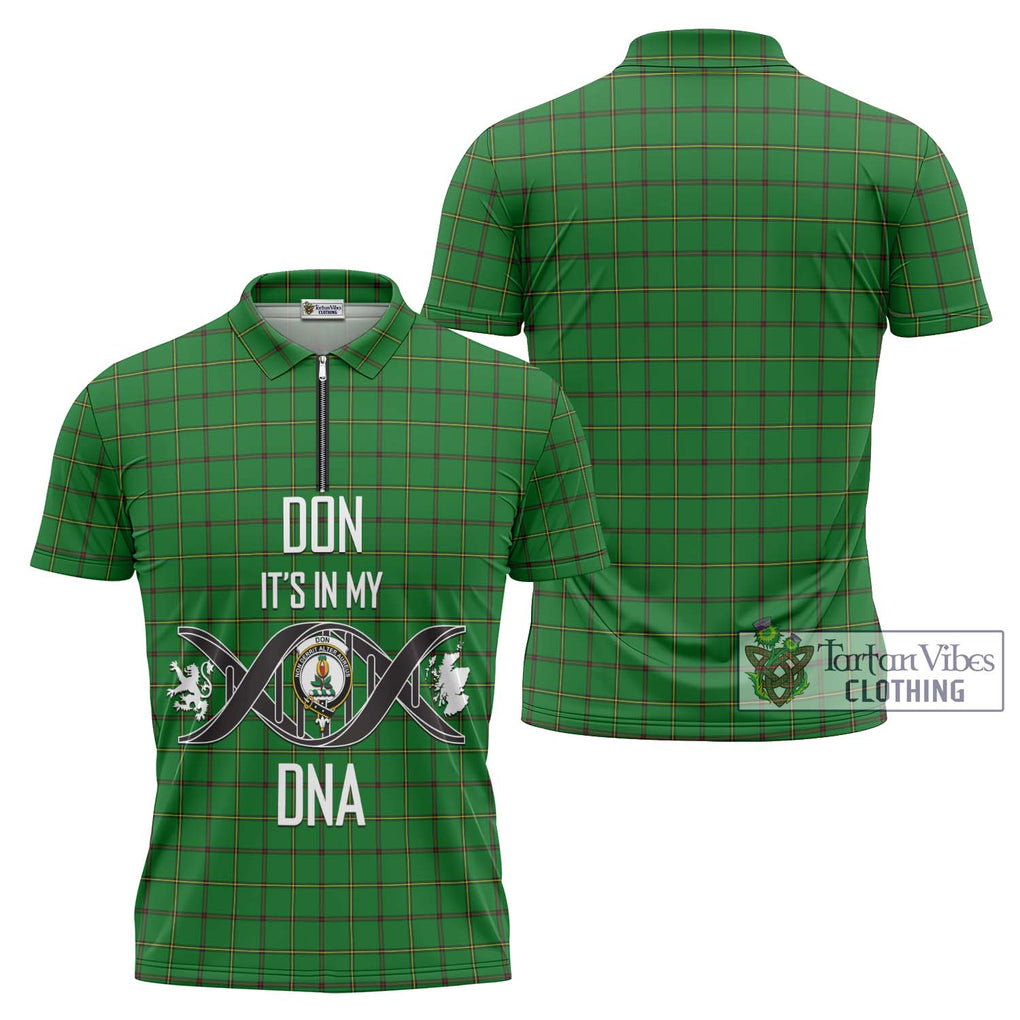 Don Tartan Zipper Polo Shirt with Family Crest DNA In Me Style Unisex - Tartanvibesclothing Shop