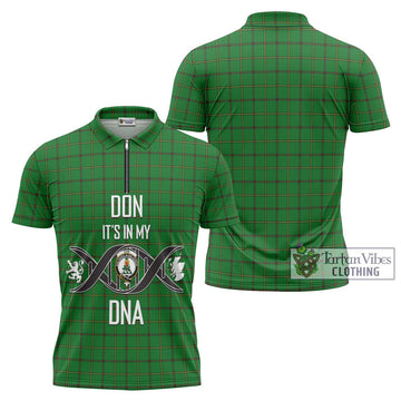 Don Tartan Zipper Polo Shirt with Family Crest DNA In Me Style