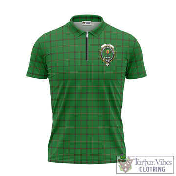 Don Tartan Zipper Polo Shirt with Family Crest