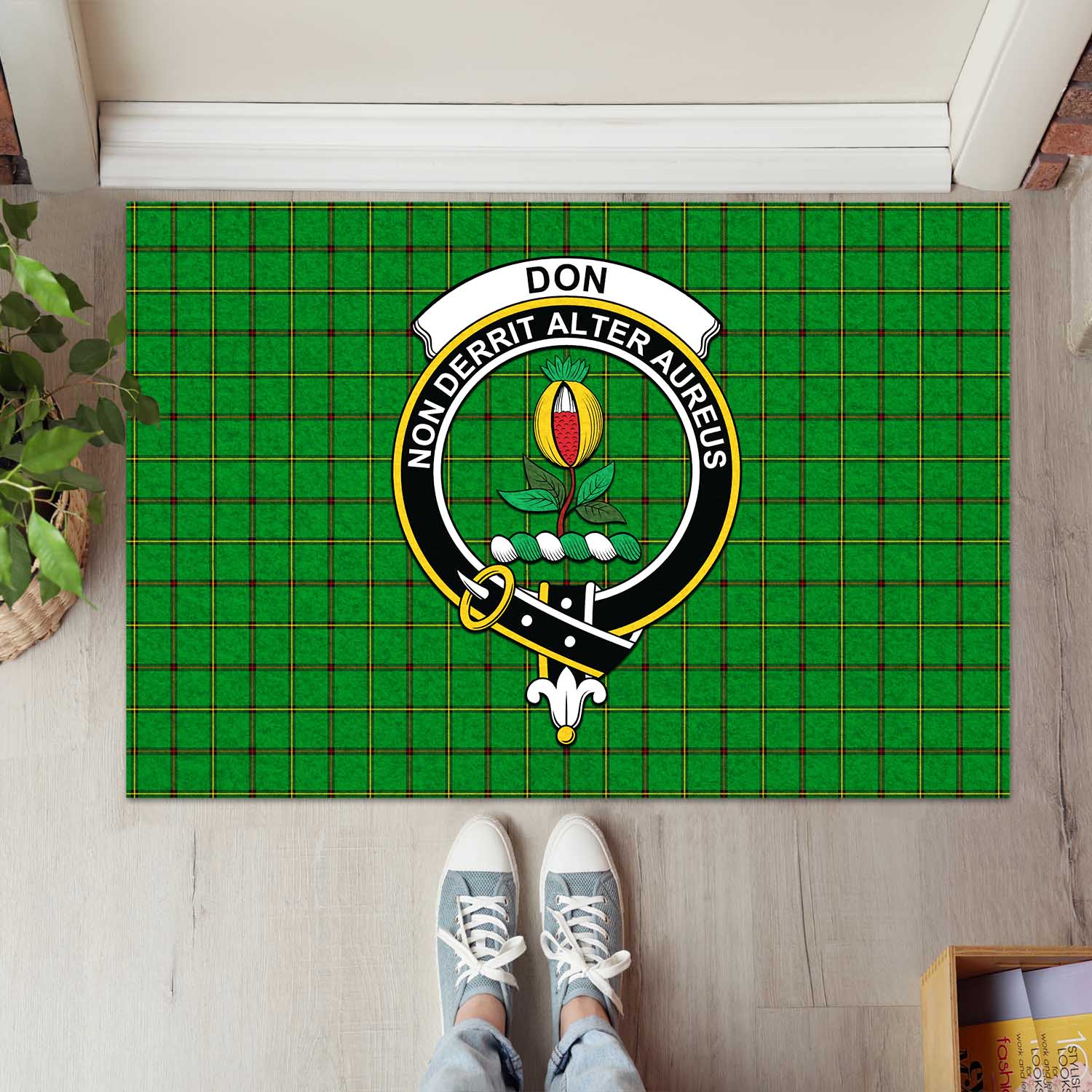 Don Tartan Door Mat with Family Crest - Tartanvibesclothing