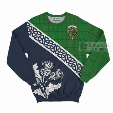 Don Tartan Sweatshirt Featuring Thistle and Scotland Map