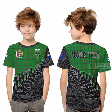 Don Crest Tartan Kid T-Shirt with New Zealand Silver Fern Half Style Youth XL Size14 - Tartan Vibes Clothing