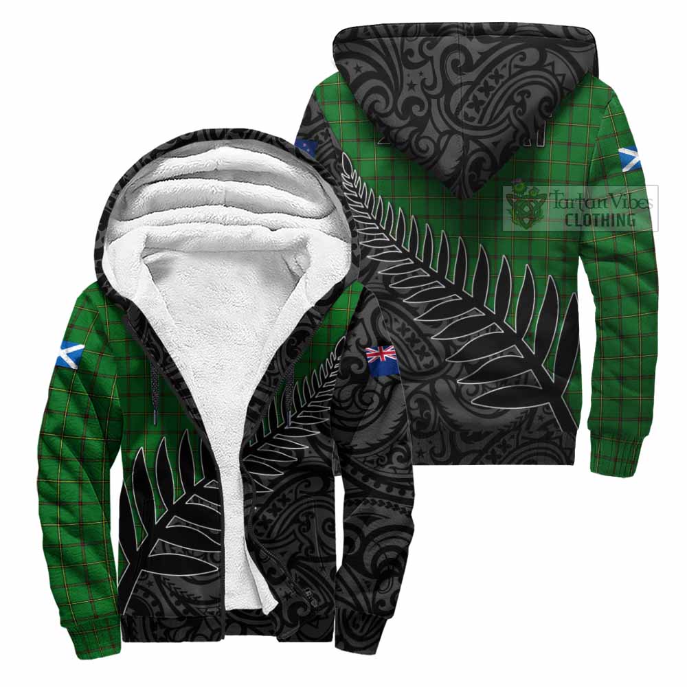 Tartan Vibes Clothing Don Crest Tartan Sherpa Hoodie with New Zealand Silver Fern Half Style