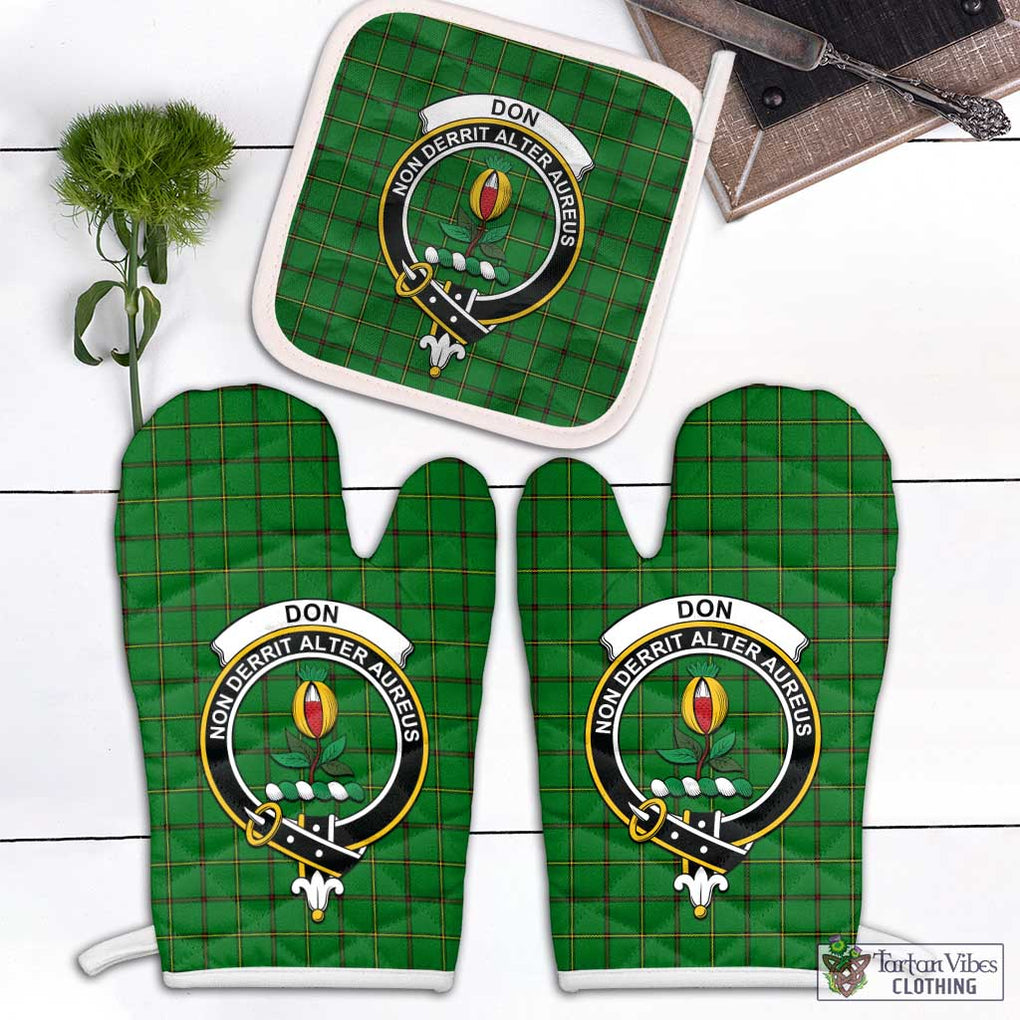 Don Tartan Combo Oven Mitt & Pot-Holder with Family Crest White - Tartan Vibes Clothing