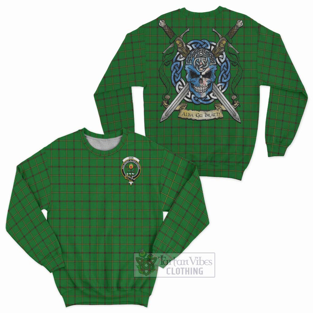 Tartan Vibes Clothing Don Tartan Sweatshirt with Family Crest Celtic Skull Style