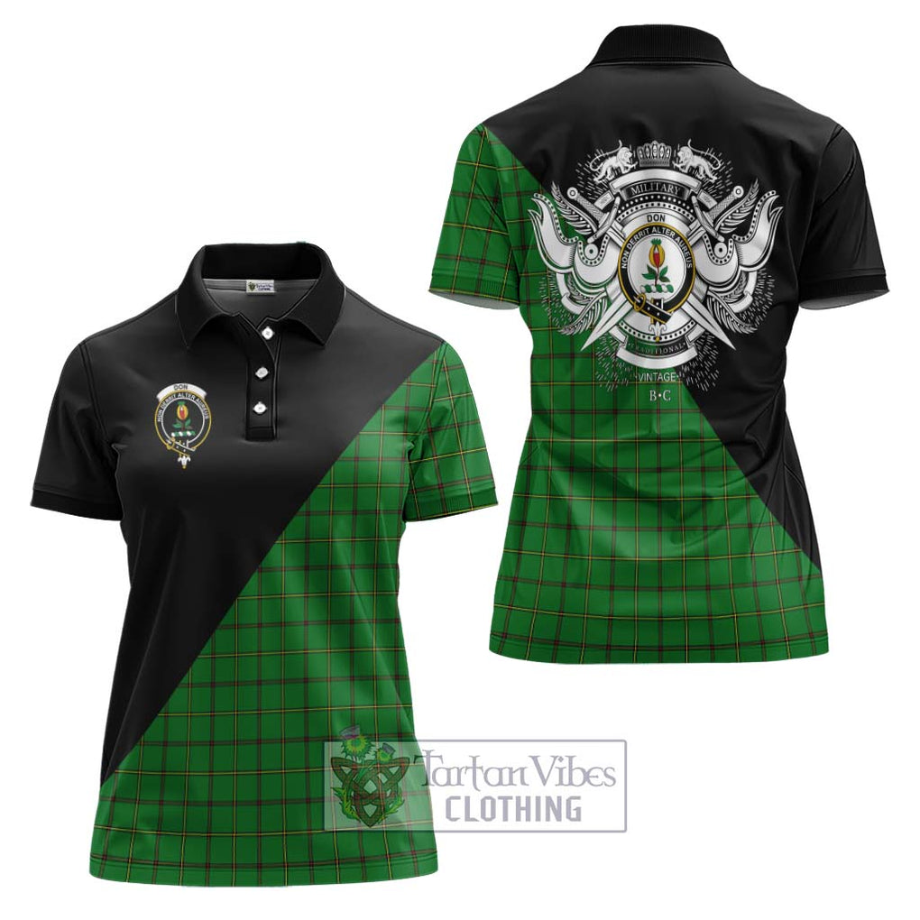 Don Tartan Women's Polo Shirt with Family Crest and Military Logo Style Women - Tartanvibesclothing Shop