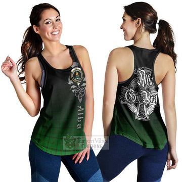 Don Tartan Women's Racerback Tanks Featuring Alba Gu Brath Family Crest Celtic Inspired